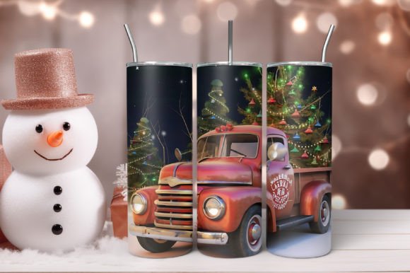 Download Christmas Tumbler Wrap Vintage Red Truck - Tumbler Collection