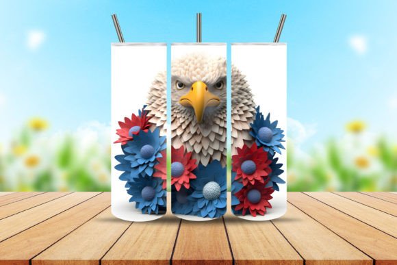 Download 3D Floral Bald Eagle Tumbler Wrap - Tumbler Collection