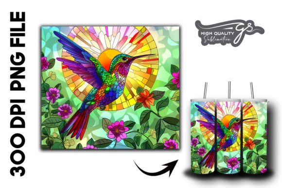 Download Stain Glass Hummingbird Tumbler Wrap 30 - Tumbler Collection
