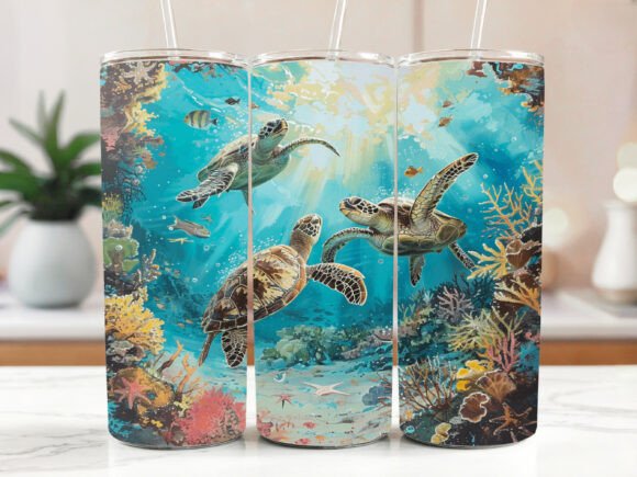 Download Cute Sea Turtle Tumbler Wrap 20 Oz - Tumbler Collection