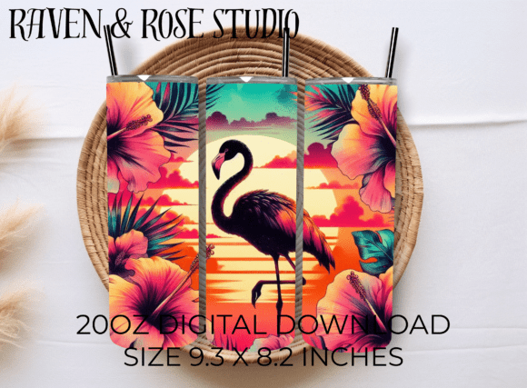 Download Tropical Flamingo Sunset Tumbler PNG - Tumbler Collection