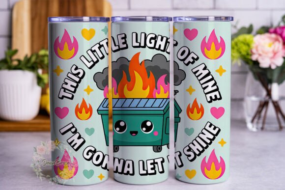 Download Dumpster Fire Kawaii 20oz Tumbler Wrap - Tumbler Collection