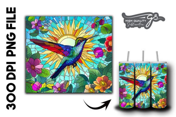 Download Stain Glass Hummingbird Tumbler Wrap 37 - Tumbler Collection