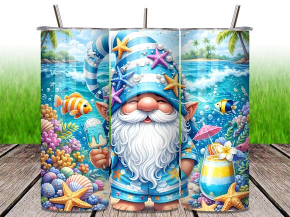 Download Summer Beach Gnome Tropical Tumbler Wrap - Tumbler Collection