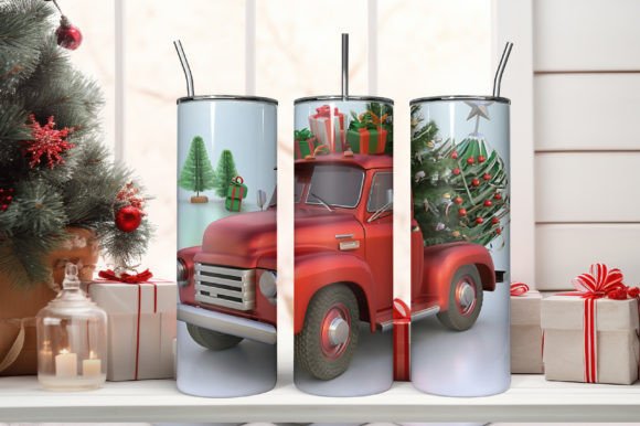 Download Christmas Tumbler Wrap Vintage Red Truck - Tumbler Collection
