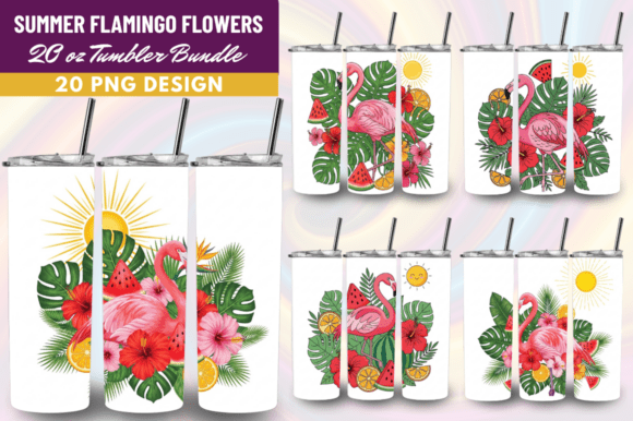 Download Summer Flamingo Flowers Tumbler Bundle - Tumbler Collection