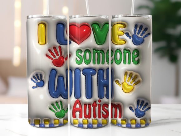 Download Autism Inflated 20oz Skinny Tumbler Wrap - Tumbler Collection