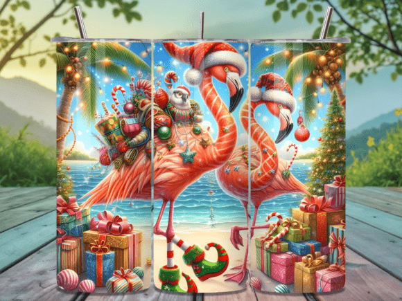 Download Flamingo Christmas in July Tumbler Wrap - Tumbler Collection