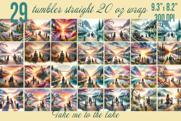 Download Mountains Lake Tumbler Wrap Bundle - Tumbler Collection