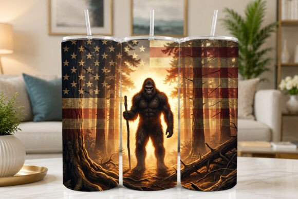 Download Patriotic Bigfoot American Flag Tumbler - Tumbler Collection