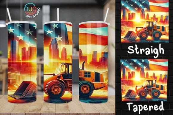 Download Excavator Construction USA Flag Tumbler - Tumbler Collection