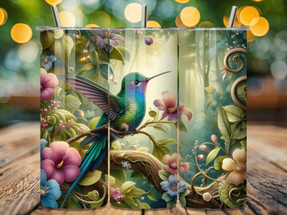 Download Sunlit Forest Hummingbird Tumbler Wrap - Tumbler Collection
