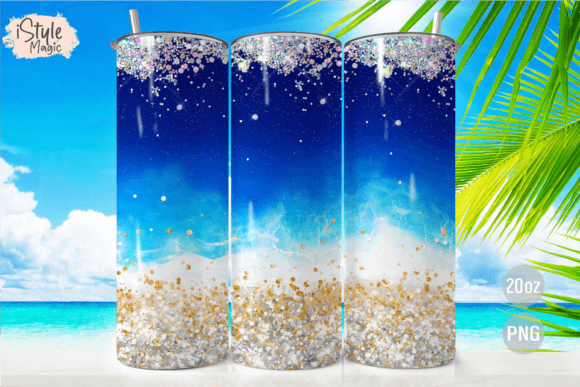 Download Beach Ocean Glitter 20oz Tumbler Wrap - Tumbler Collection
