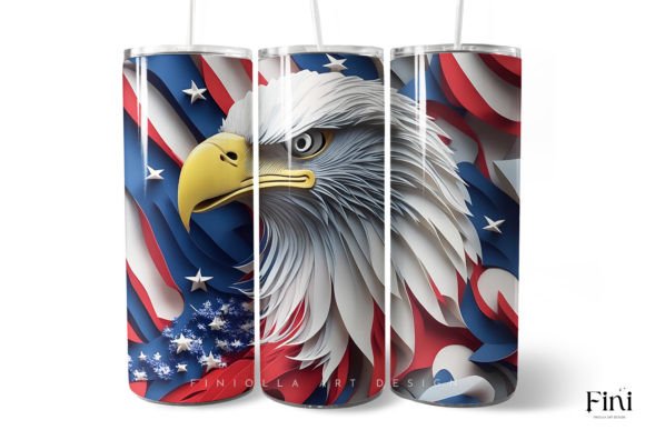 Download 4th of July 3D Bald Eagle Tumbler Wrap - Tumbler Collection