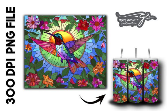 Download Stain Glass Hummingbird Tumbler Wrap 32 - Tumbler Collection