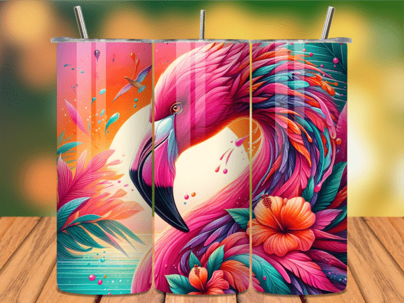 Download Artistic Hibiscus Flamingo Tumbler Wrap - Tumbler Collection