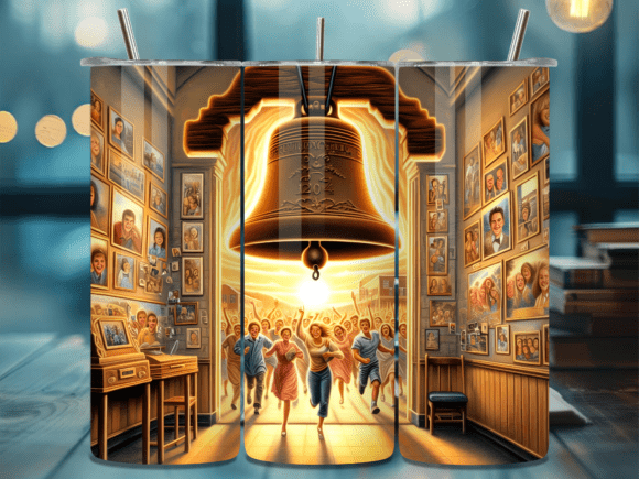 Download Golden Liberty Bell Scene Tumbler Wrap - Tumbler Collection