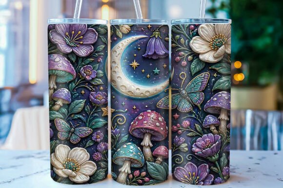 Download 3D Moon Mushroom 20oz Tumbler Wrap PNG - Tumbler Collection