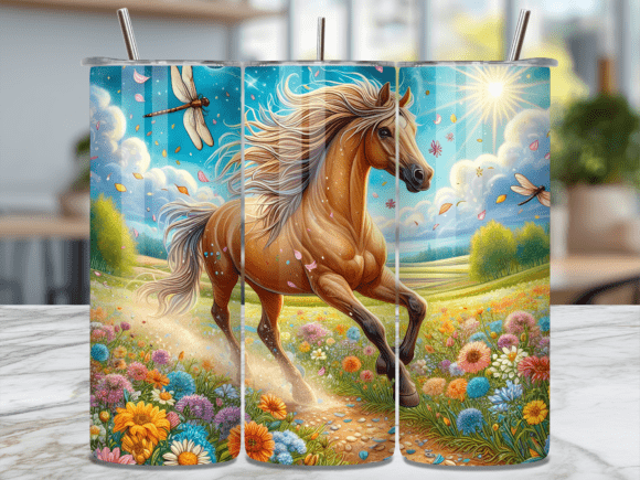 Download Galloping Horse Spring Meadow Tumbler - Tumbler Collection